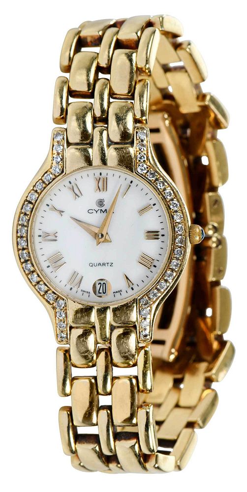 Appraisal: Cyma kt Diamond Watch mm case gold tone hour marks