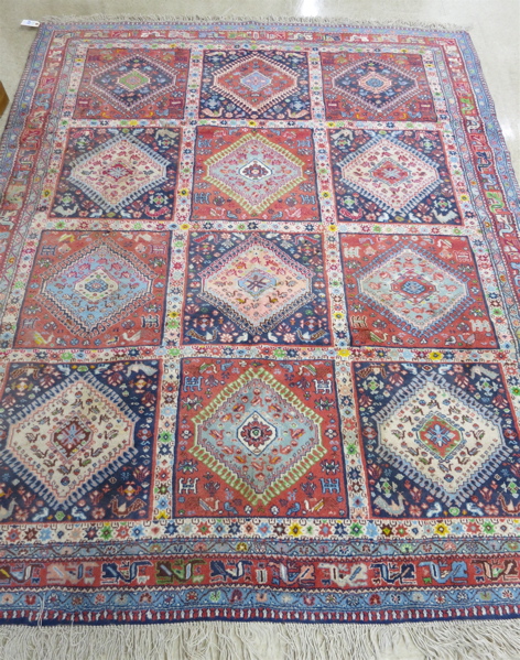 Appraisal: PERSIAN YALAMEH PANEL CARPET Fars Province southern Iran featuring a