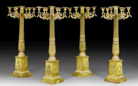 Appraisal: SET OF IMPORTANT CANDELABRAS AUX CYGNES Empire restoration signed THOMIRE