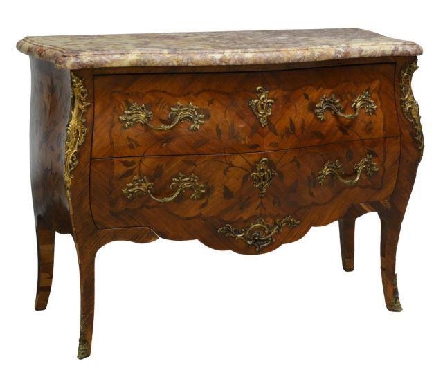 Appraisal: French Louis XV style bombe commode early th c violet