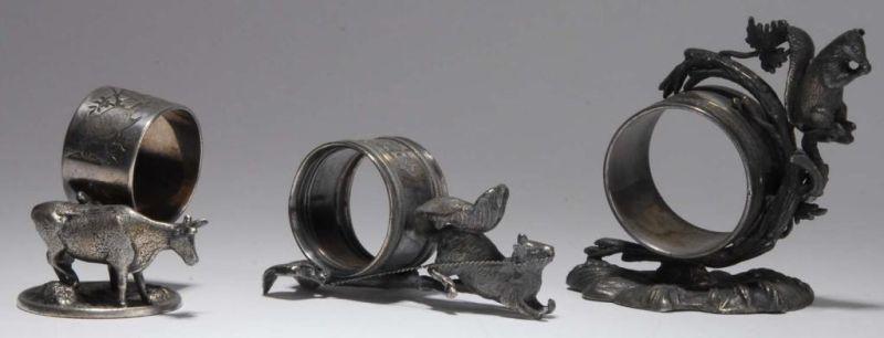 Appraisal: Lot of Animal Figural Napkin Rings Description First has a