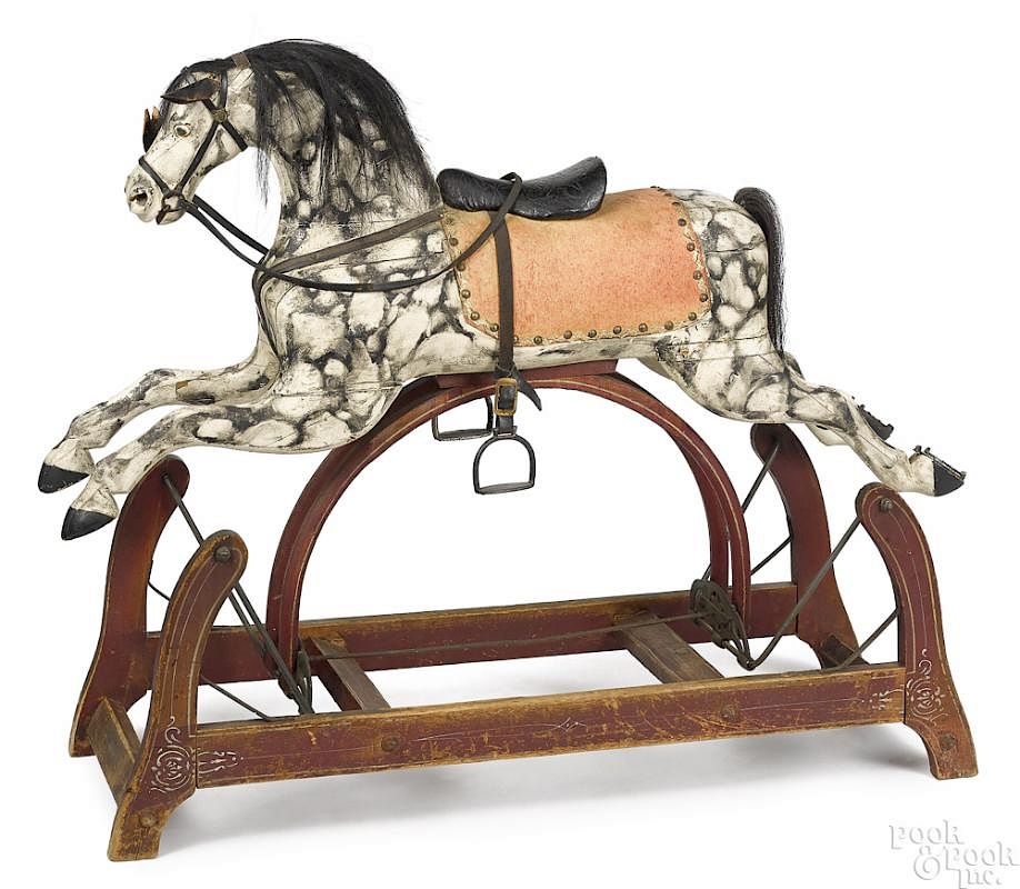 Appraisal: Carved and painted wood rocking horse Carved and painted wood