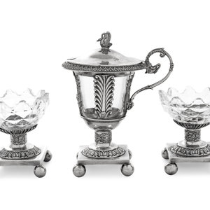 Appraisal: Three French Silver Table Articles Pierre-Jacques Meurice Paris First Half