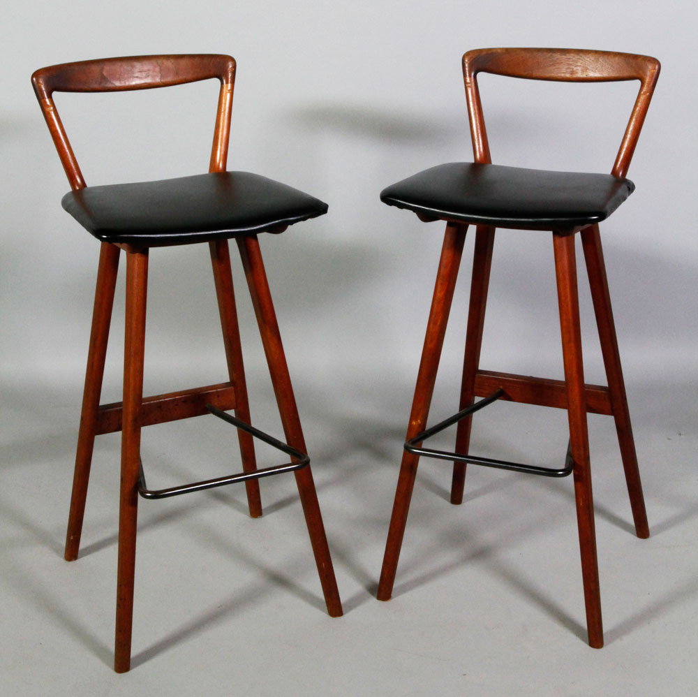 Appraisal: - Pr Danish Modern High Stools Pair of Danish Modern