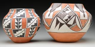 Appraisal: TWO POLYCHROME ACOMA OLLAS TWO POLYCHROME ACOMA OLLAS 's 's