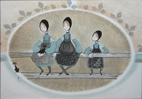 Appraisal: Artist Moss P Buckley Title Amish Ladies with Two Black