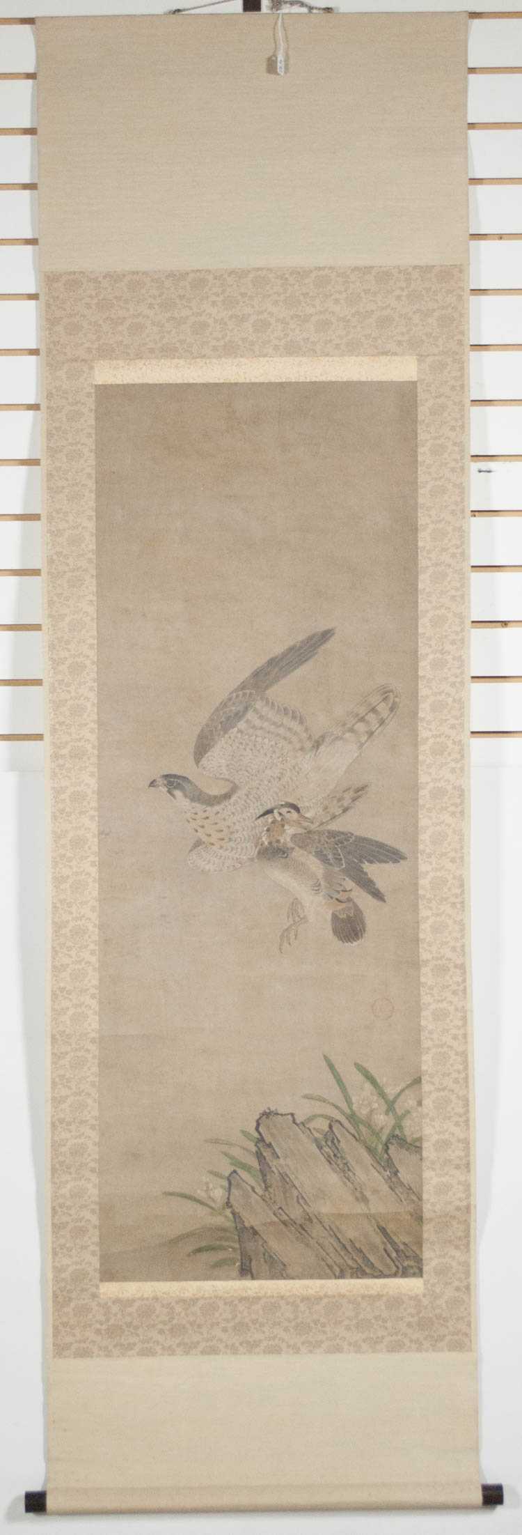 Appraisal: ANTIQUE CHINESE WATERCOLOR AND INK ON PAPER hawk flying with