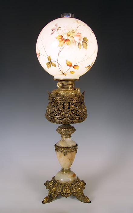 Appraisal: GONE WITH THE WIND BANQUET LAMP Oil lamp converted to