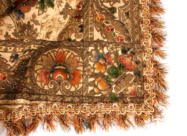 Appraisal: A Continental embroidered coverlet late th century length in width