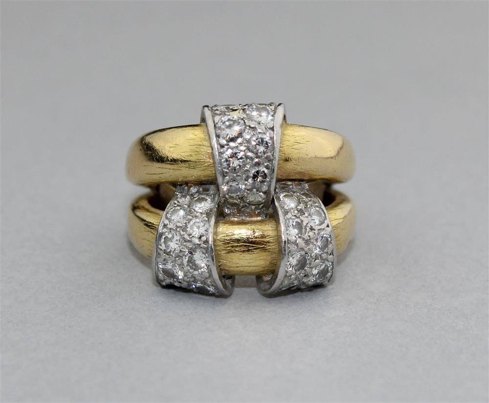 Appraisal: SCHLUMBERGER FOR TIFFANY PLATINUM AND K YELLOW GOLD RING WITH