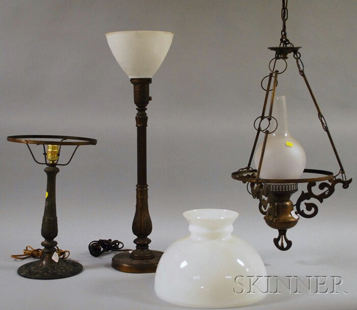 Appraisal: Two Cast Metal Table Lamp Bases and a Victorian-style Brass