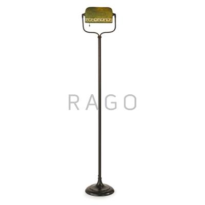 Appraisal: HANDEL Floor lamp with green Mosserine shade Meriden CT s