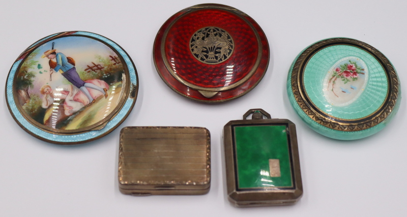 Appraisal: SILVER Enamel Decorated Silver Objects d'Art Includes a signed FS