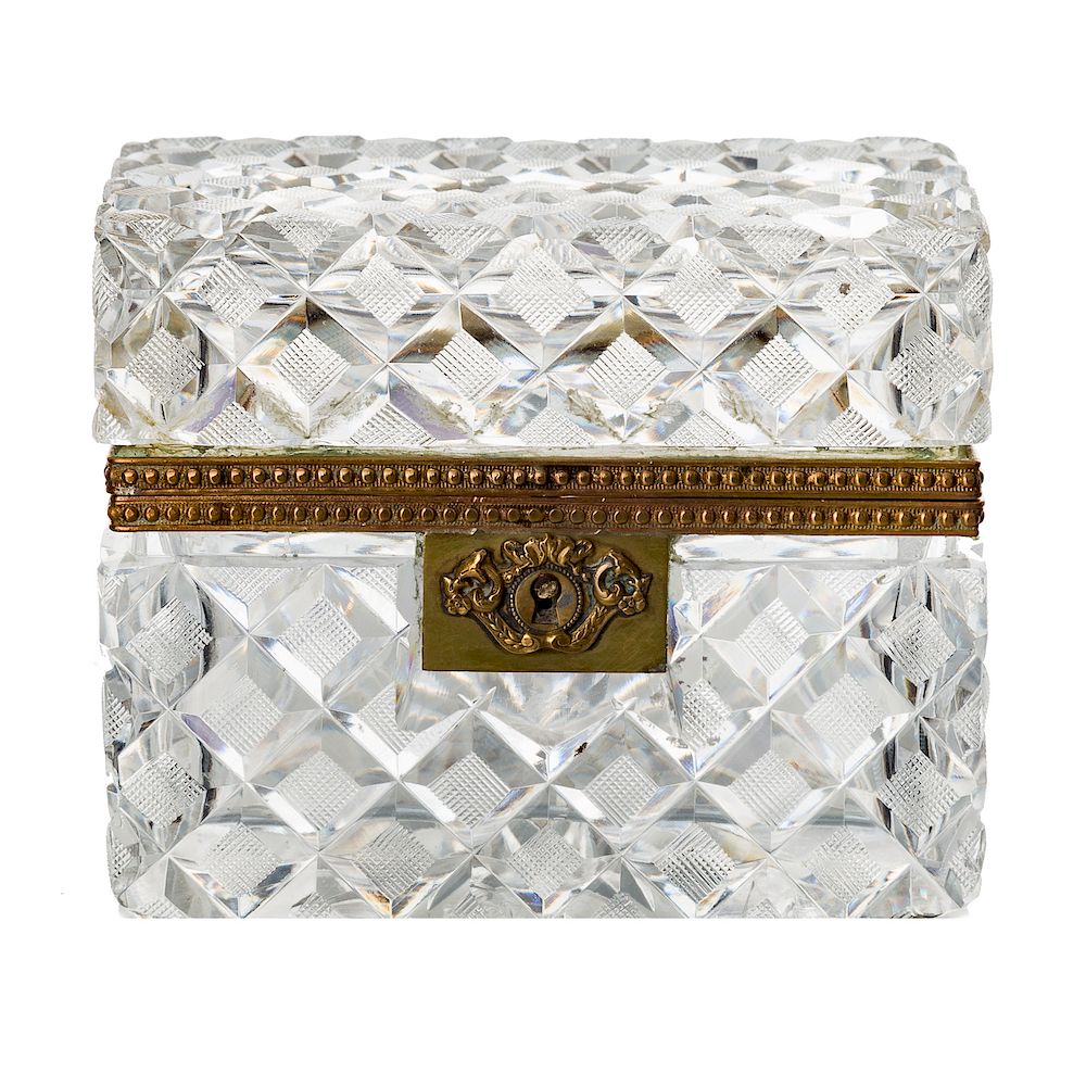 Appraisal: Baccarat gilt-bronze mounted cut-crystal box Baccarat gilt-bronze mounted cut-crystal box