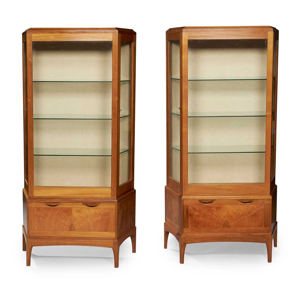 Appraisal: EDWARD BARNSLEY - PAIR OF DISPLAY CABINETS CIRCA walnut with