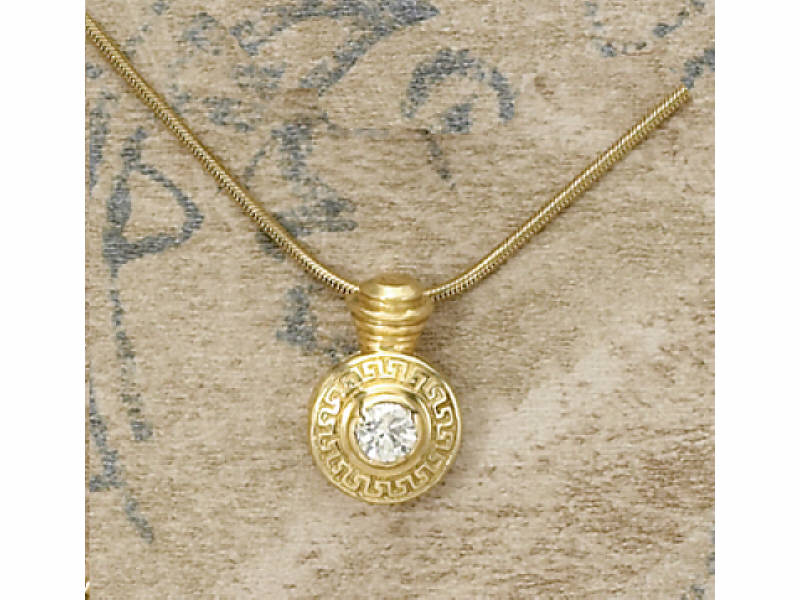 Appraisal: DIAMOND PENDANT k gold pendent with Grecian key design set