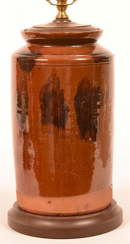 Appraisal: th Century Mottle Glazed Redware Storage Jar th Century Mottle