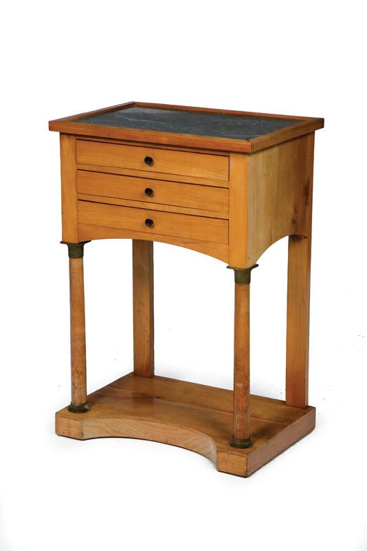 Appraisal: BIEDERMEIER STAND Continental th century hardwood oak Inset grey marble