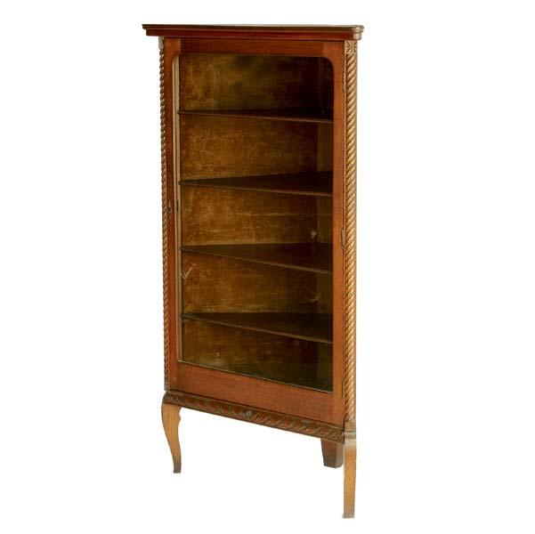 Appraisal: VICTORIAN OAK Corner cabinet with four shelves and barley twist