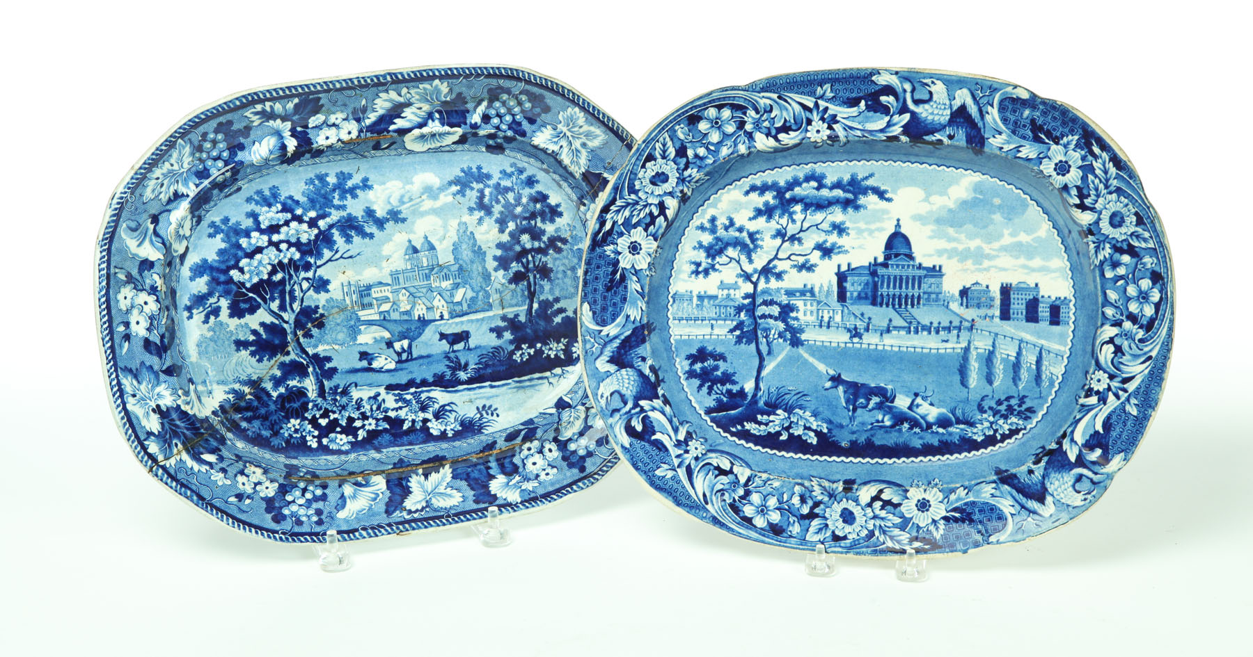 Appraisal: TWO HISTORIC BLUE STAFFORDSHIRE PLATTERS England nd quarter- th century