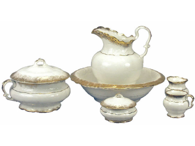 Appraisal: Outstanding piece toilet set by Knowles Taylor and Knowles includes