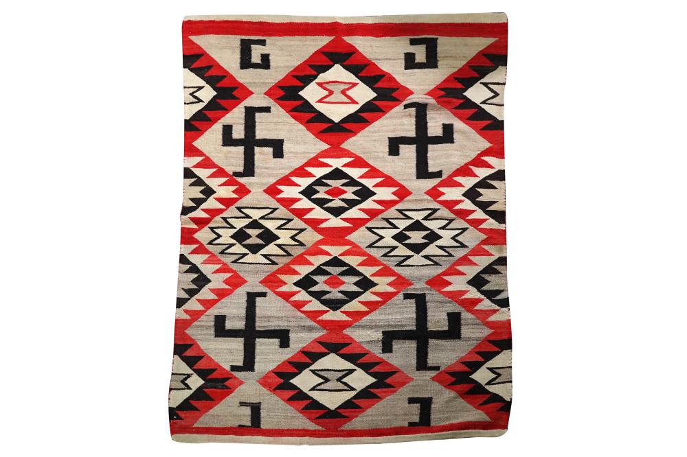 Appraisal: NAVAJO BLANKETwool woven in red brown grey and white Condition