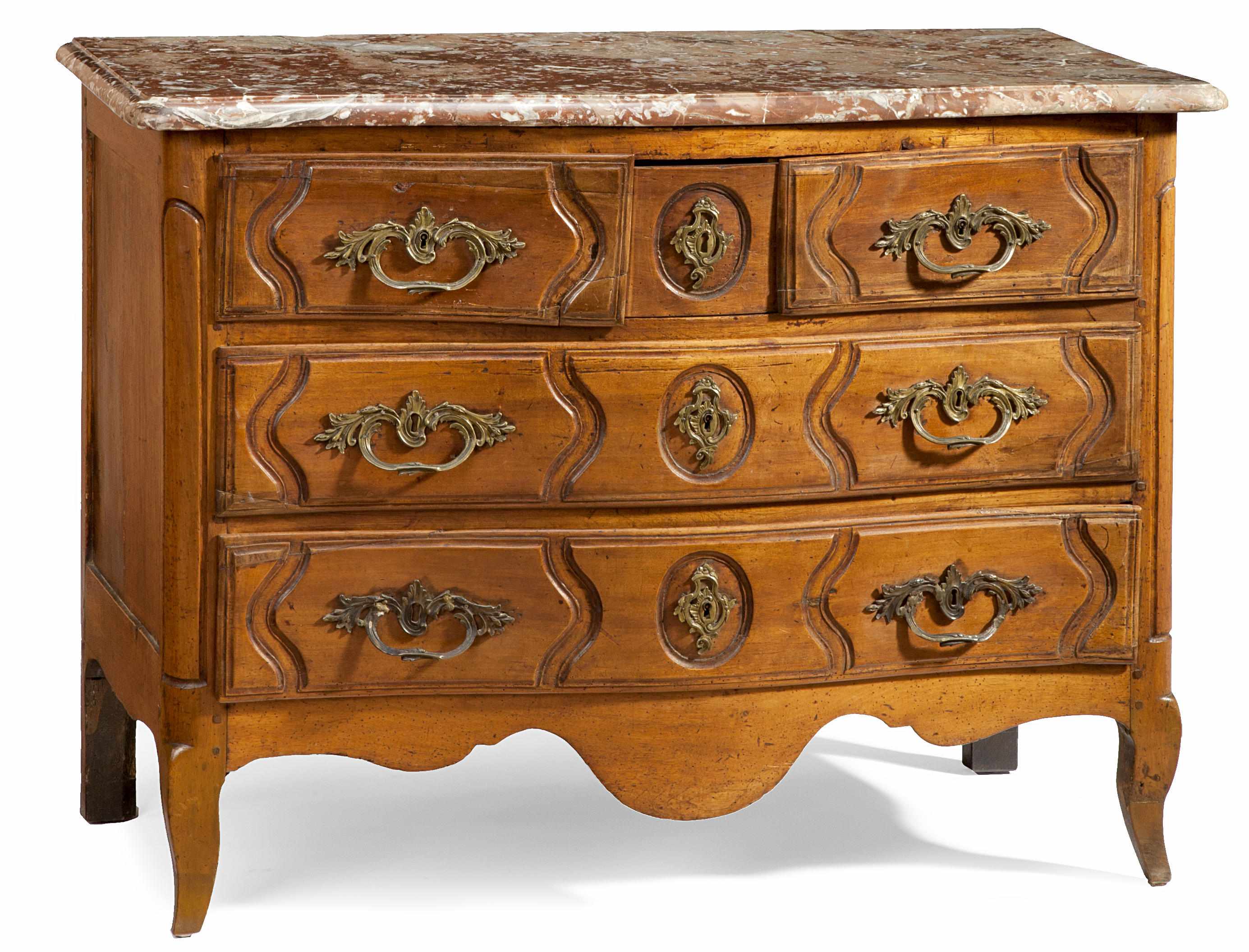 Appraisal: A Louis XV walnut commode third quarter th centuryheight in