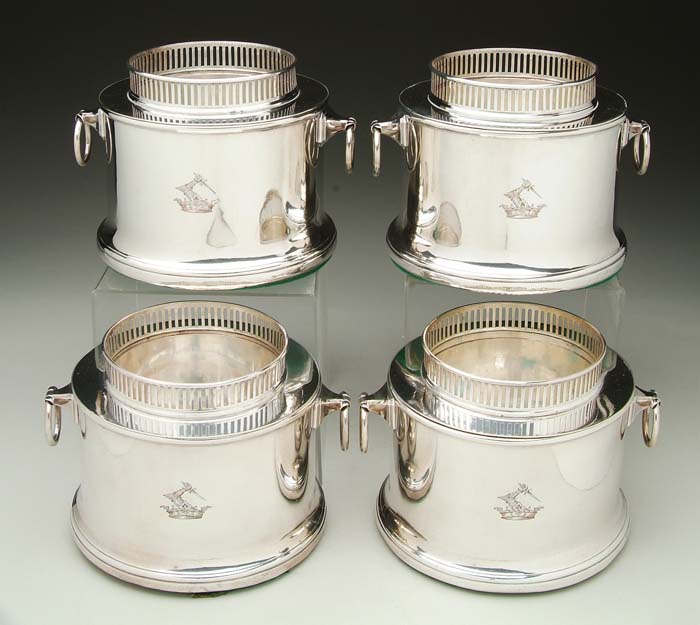 Appraisal: SET OF FOUR OLD SHEFFIELD WINE COOLERS Unmarked England Late