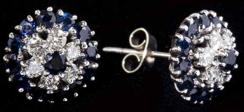 Appraisal: Sapphire and Diamond Earrings Garrard Co each of circular cluster