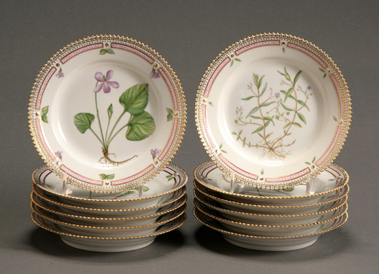 Appraisal: Set of Twelve Royal Copenhagen 'Flora Danica' Bread and Butter