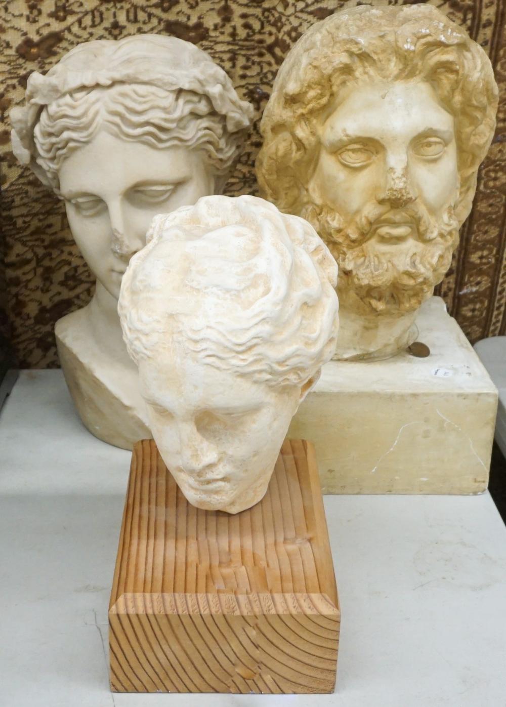 Appraisal: Three Plaster busts of Classical Figures H of Tallest in