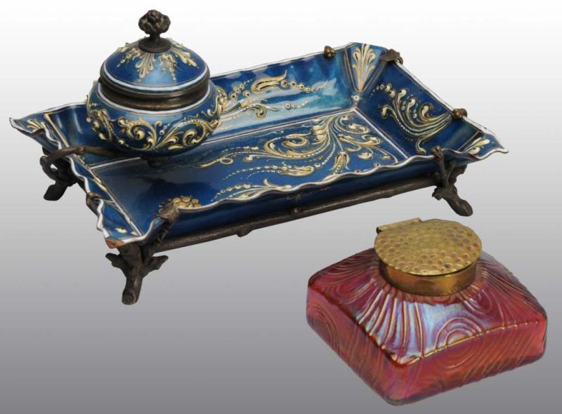 Appraisal: Lot of Inkwells Description Includes one blue inkwell with raised