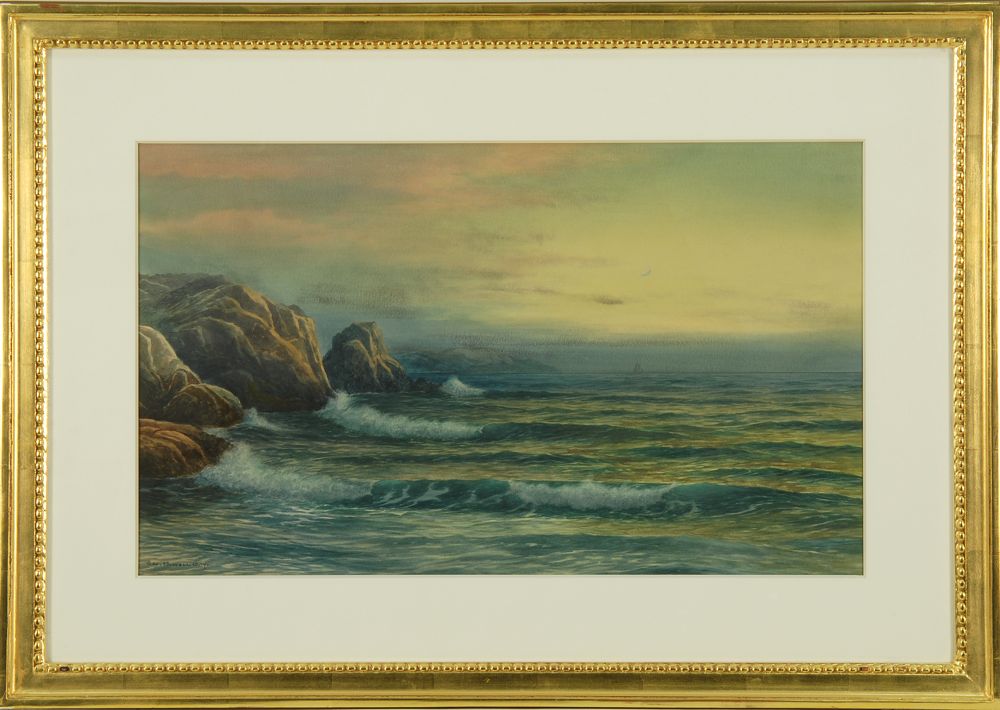 Appraisal: GEORGE HOWELL GAYAmerican - Sunset on a rocky coast Signed