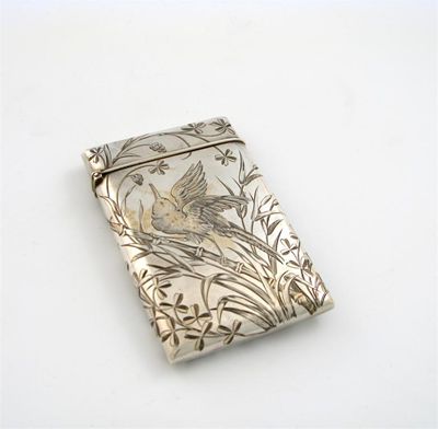 Appraisal: A th century French Aesthetic Movement silver card case maker's