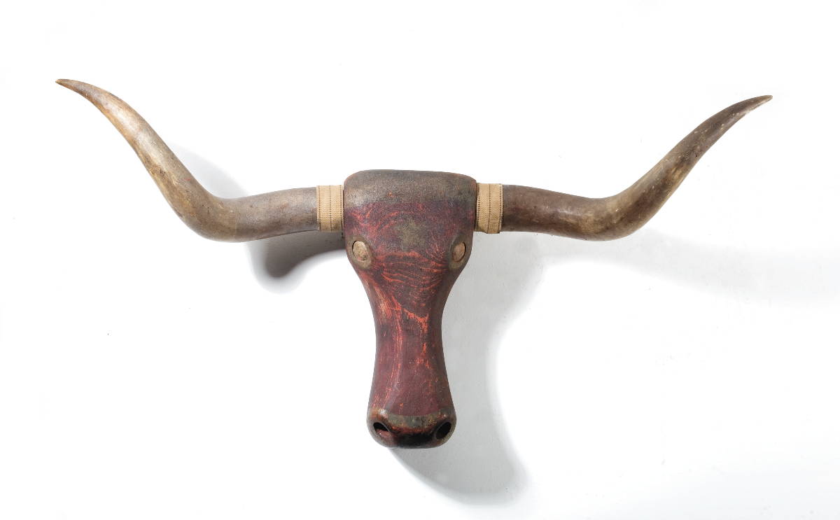 Appraisal: AMERICAN FOLK ART CARVED AND POLYCHROME PAINTED STEER HEAD With