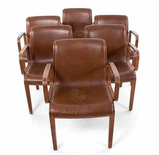 Appraisal: Set of six armchairs for Knoll International designed by William