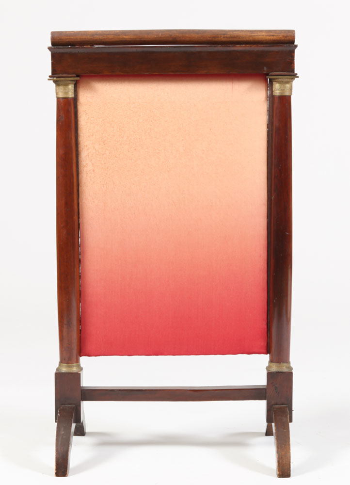 Appraisal: EMPIRE GILT-BRONZE MOUNTED MAHOGANY FIRE SCREEN The circular rod top