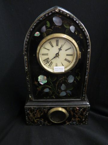 Appraisal: th Century Mantle Clock metal case with mother-of-pearl decoration bee