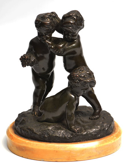 Appraisal: A TH CENTURY FRENCH BRONZE GROUP OF TWO STANDING PUTTI