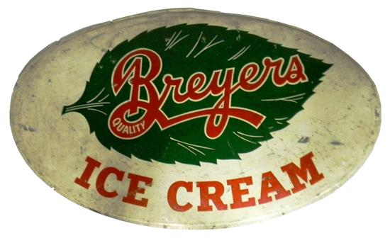 Appraisal: Mid- th C lithograph on tin sign advertising Breyer's Ice