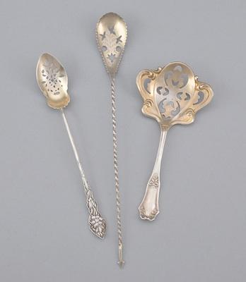 Appraisal: A Lot of Three Sterling Pierced Servers Consisting of a