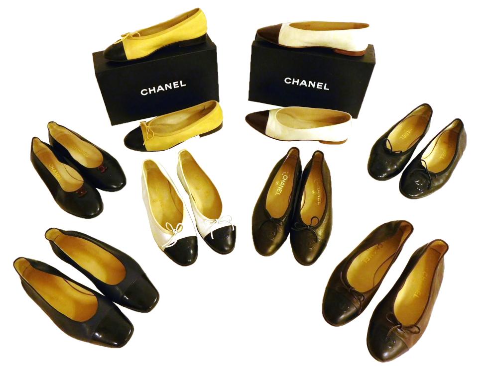 Appraisal: VINTAGE CLOTHING Eight pairs of women's Chanel ballet flats styles