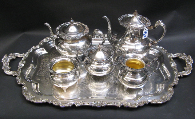 Appraisal: SIX PIECE MATCHING SILVER-PLATED COFFEE AND TEA SERVICE tea and