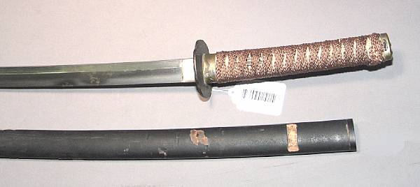 Appraisal: A Japanese katana Slightly curved inch blade showing light temper