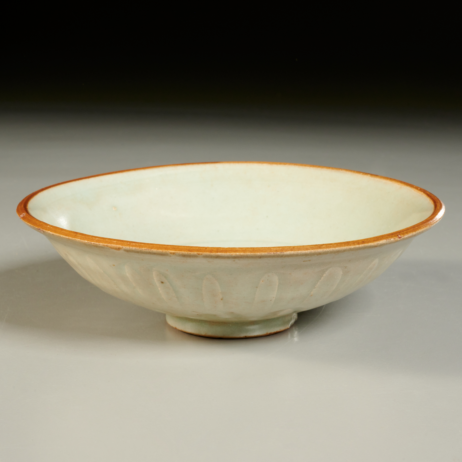 Appraisal: CHINESE YAOZHOU CELADON FLORAL BOWL Likely Qing Dynasty or older