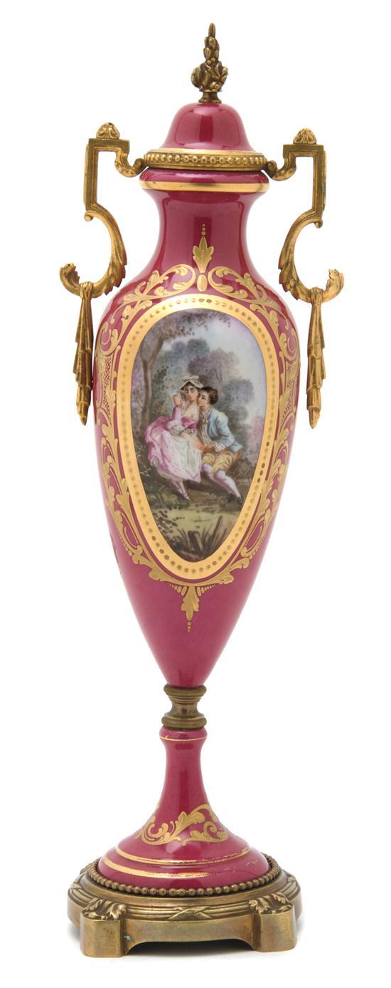 Appraisal: Sevres Style Porcelain Vase decorated with a courting couple signed