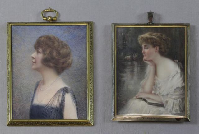 Appraisal: Early th C American Portrait Miniatures ofBeauties on Ivory Woman