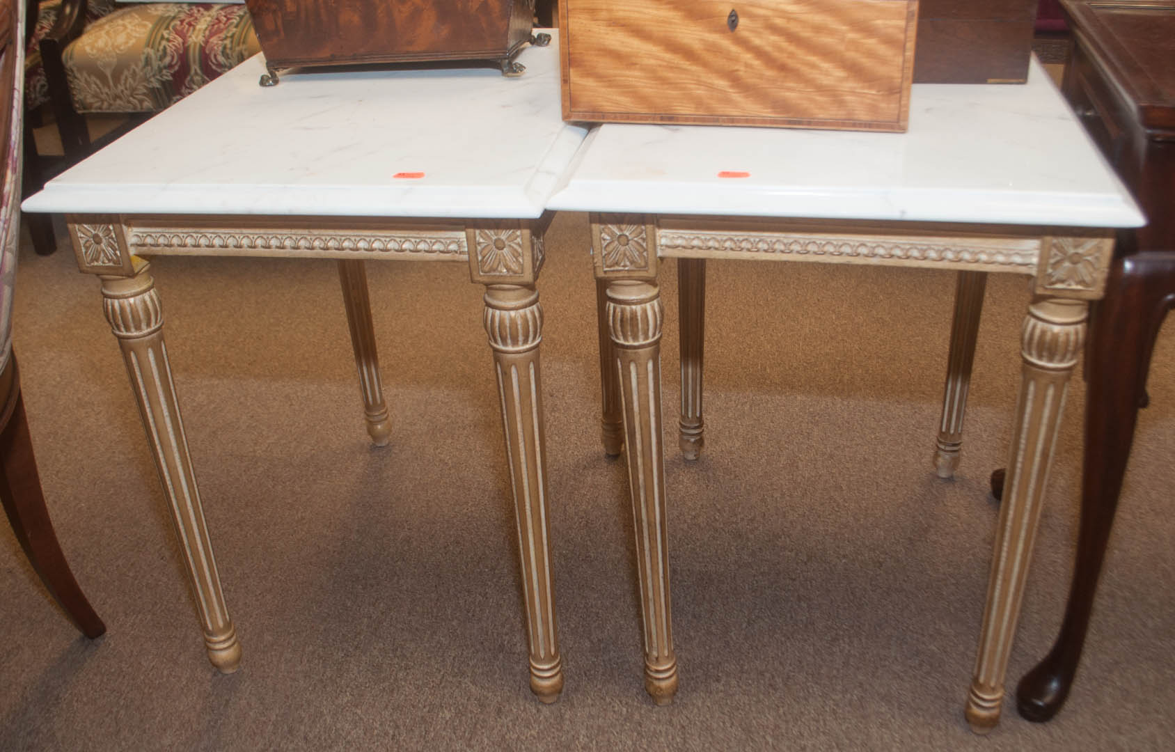 Appraisal: Two marble top coffee tables