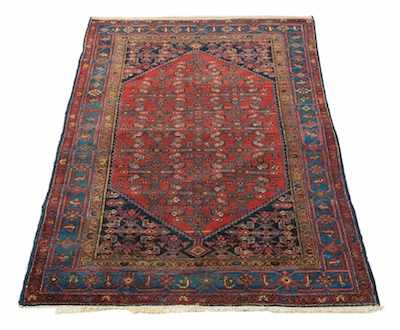 Appraisal: Hamadan Carpet Hexagon medallion in center Herati pattern on a