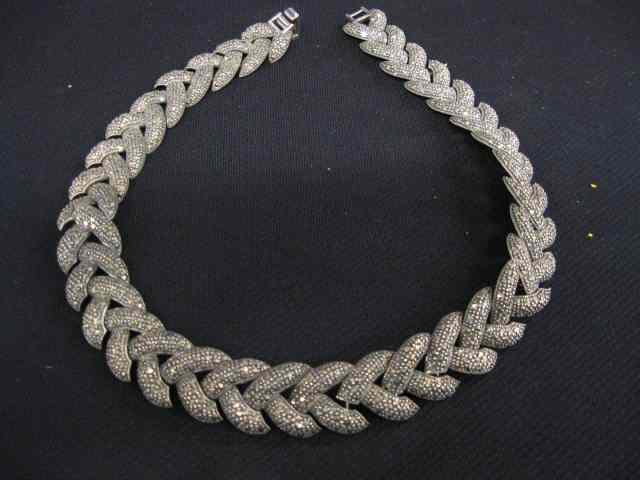 Appraisal: Marcasite Sterling Silver necklace '' long '' wide